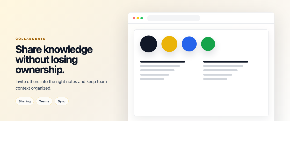 Collaborate with team members on shared notes in real-time