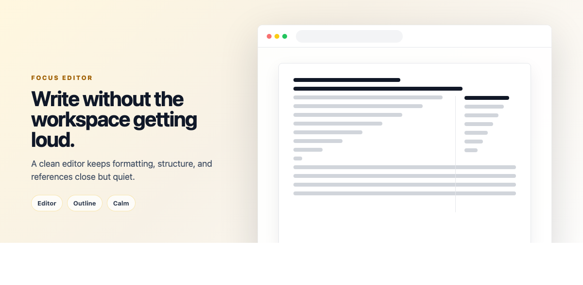 Distraction-free editor with formatting tools