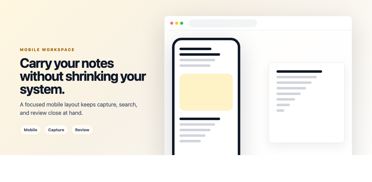 Weavernote mobile interface