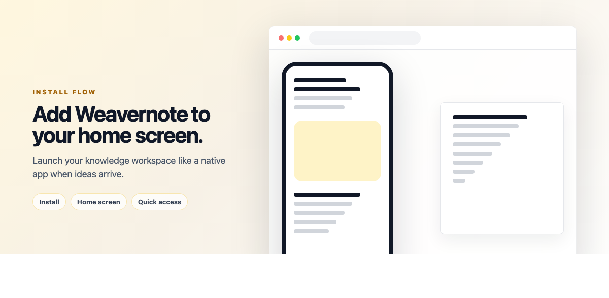 Installing Weavernote PWA