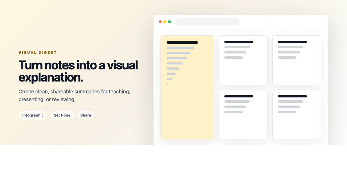 Convert your notes into beautiful, shareable infographics